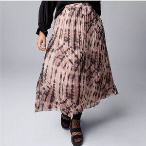 Vera Wang Pleated Maxi A-Line Skirt